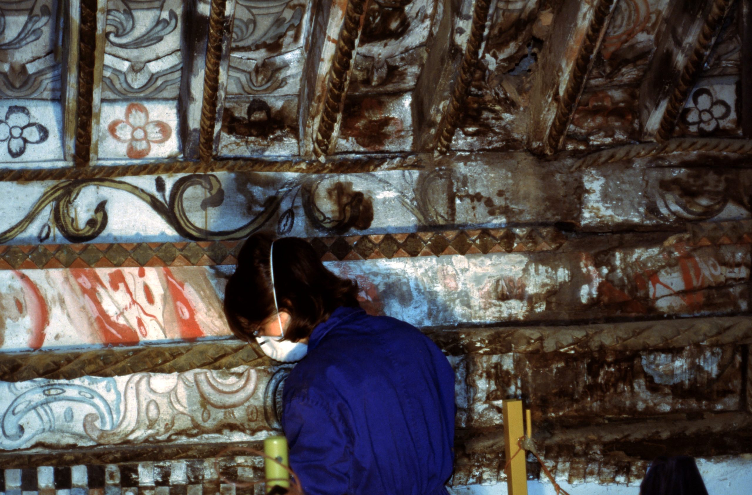 Trabajos de conservación y restauración de la techumbre en madera policromada de la Iglesia de Paramio, Zamora, España