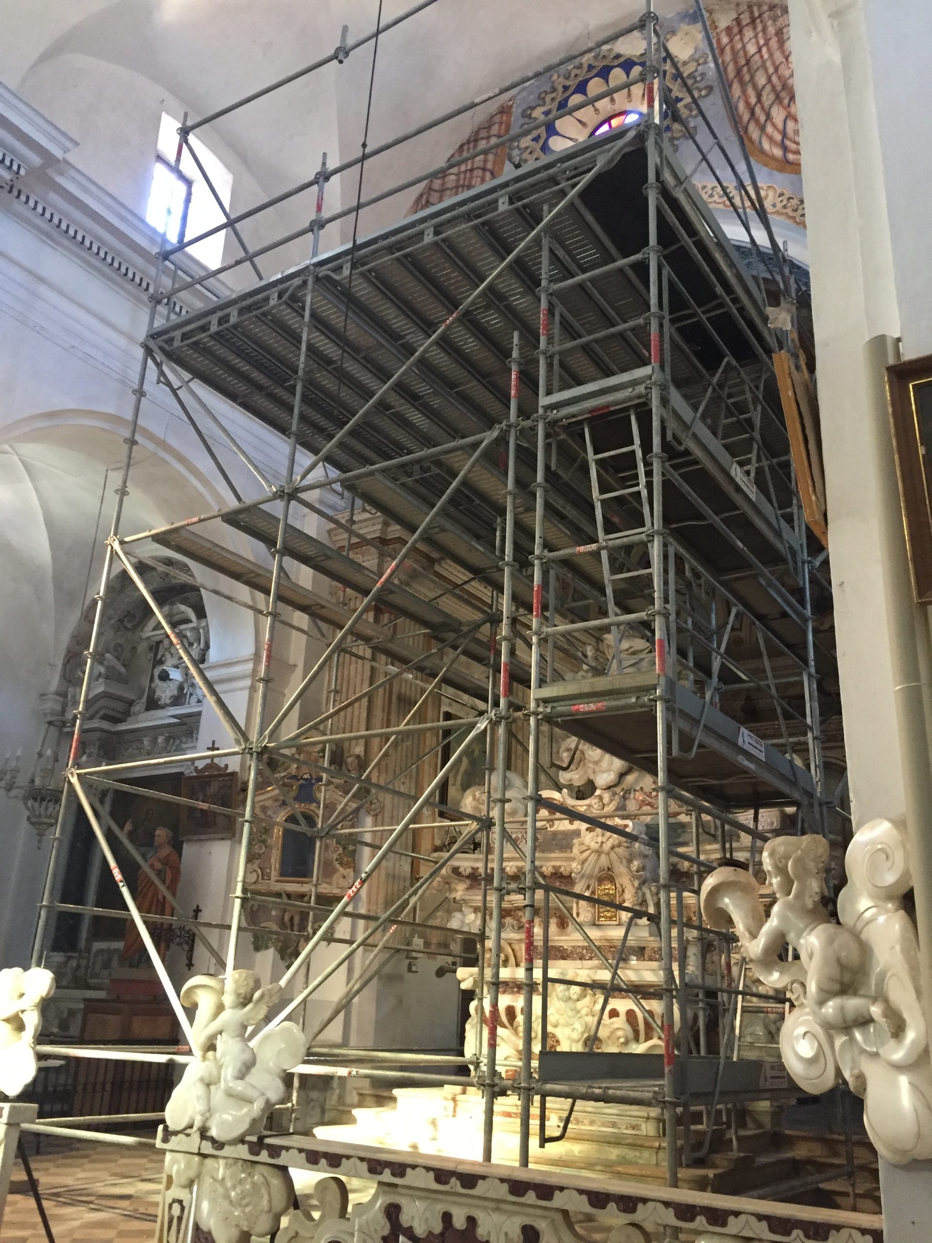 Desmontaje y estudio previo del baldaquino de la Iglesia de La Anunciación, Corbara, Córcega